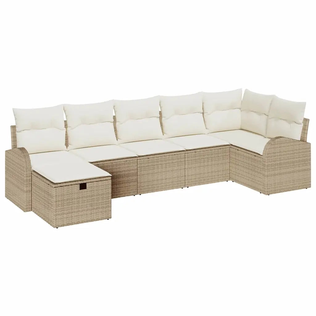 Set Divano da Giardino con cuscino 7 pcs Beige polyrattan 3360432