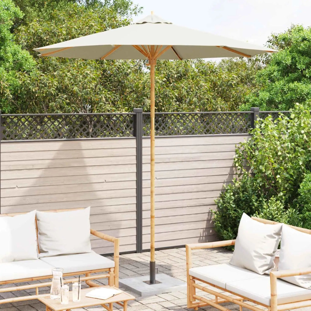 Ombrello da giardino Bianco Crema Ø 240 x 260 cm Bambù 4108082