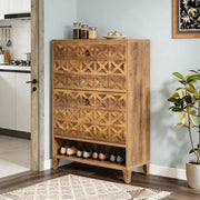 SCARPIERA 80x24x110 cm Marrone in MDF e metallo, 2 cassetti basculanti
