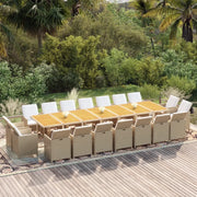 Set da Pranzo per Giardino 19pz con Cuscini in Polyrattan Beige 3095663