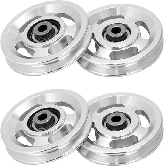 Katrol in lega di alluminio da 95 mm - capacità di sollevamento 300 kg - set da 4 pezzi