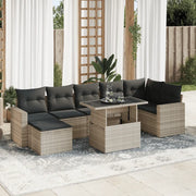 Set Divano da Giardino 8pz con Cuscini Grigio Chiaro Polyrattan 3326363