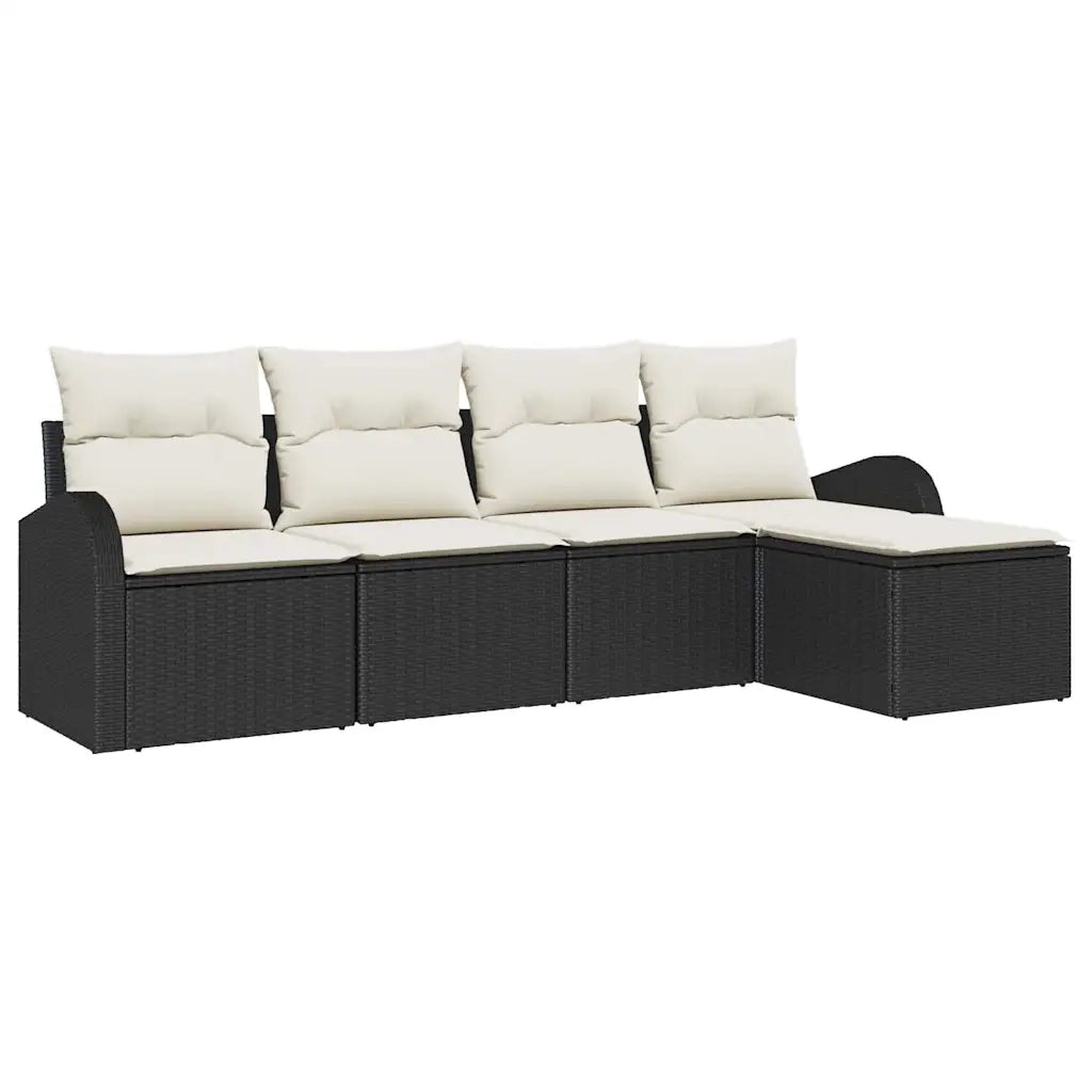 Set Divano da Giardino 5 pcs Nero polyrattan 3345997