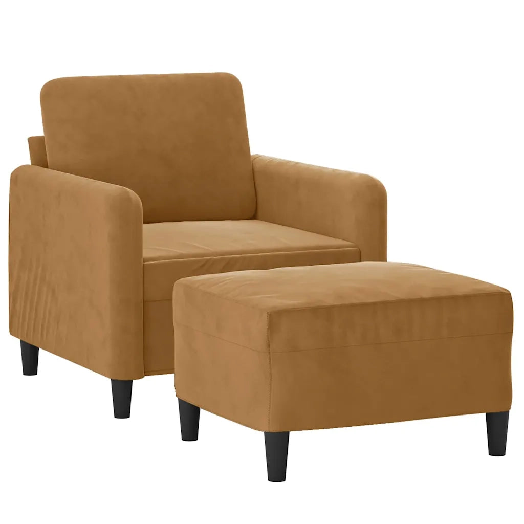 Poltrona | Sedia Relax con Poggiapiedi Marrone 60 cm in Velluto