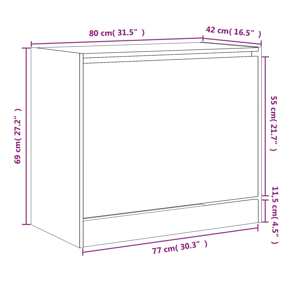 Scarpiera mobile contenitore per scarpe mobile per ingresso/corridoio/soggiorno 80 x 42 x 69 cm legno ingegnerizzato grigio 02_0021858