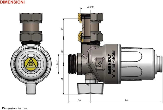 Filtro Defangatore Magnetico Compatto Sottocaldaia TM-MAG Mini Tiemme - Misura: DN 20 3/4"