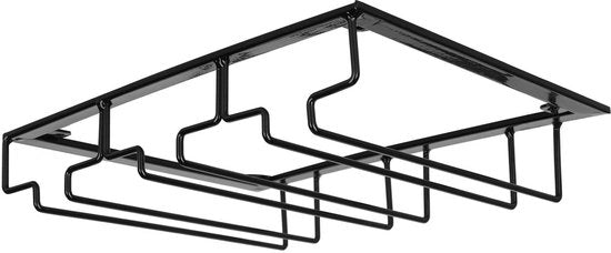 Sostegno per Bicchieri Spazio Risparmiato - Design - Wijn Sostegno - Sostegno per Calici di Champagne - 3 Traverse - Materiale in Acciaio Durissimo - 30 x 22,5 x 5,5 cm