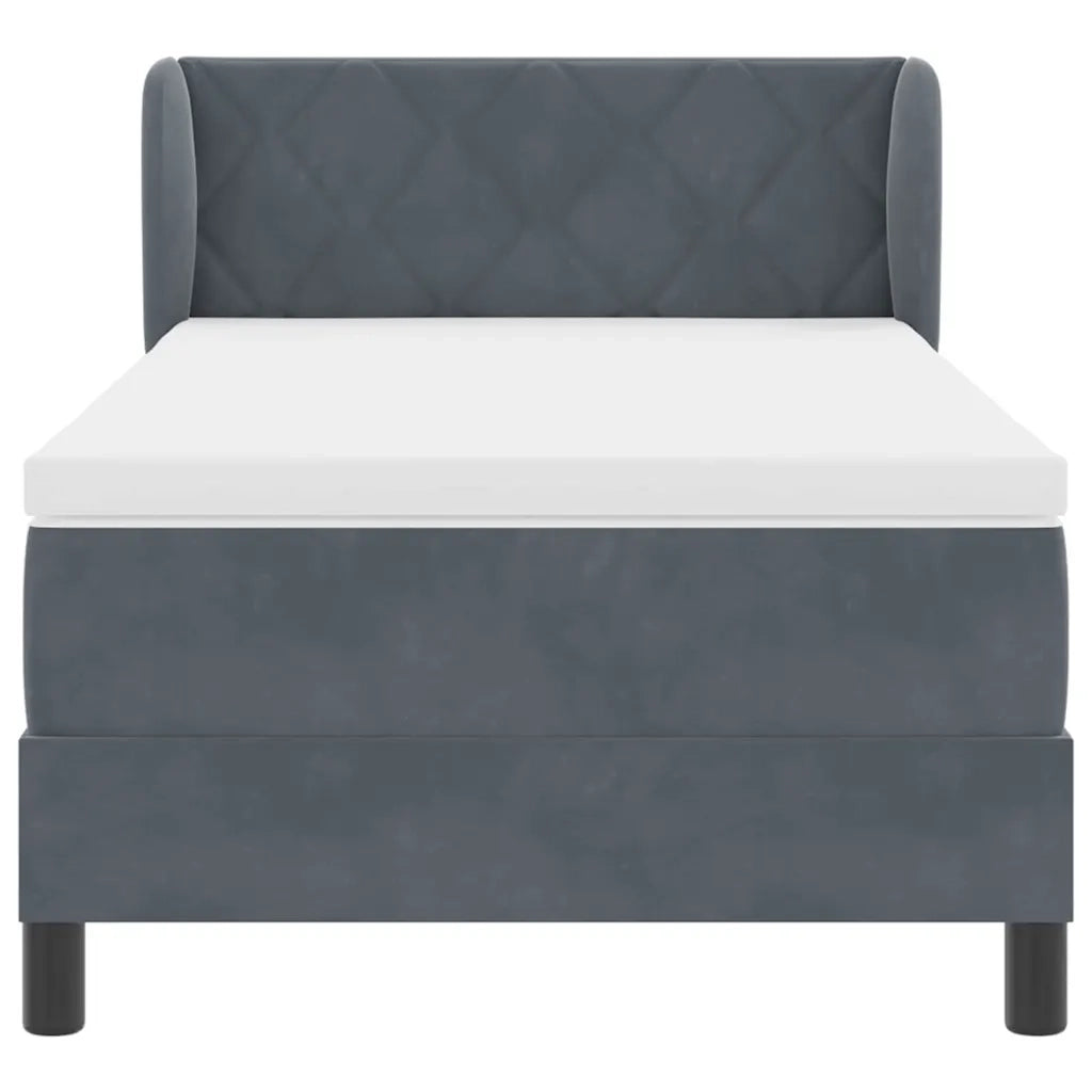 Letto a molle con testiera Grigio scuro 90 x 200 cm Velluto 3340425