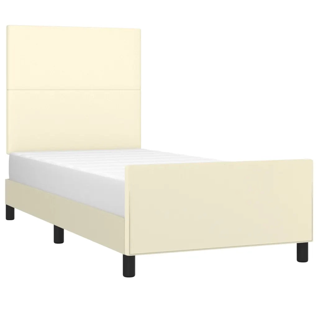 Giroletto con Testiera Crema 90x200 cm in Similpelle