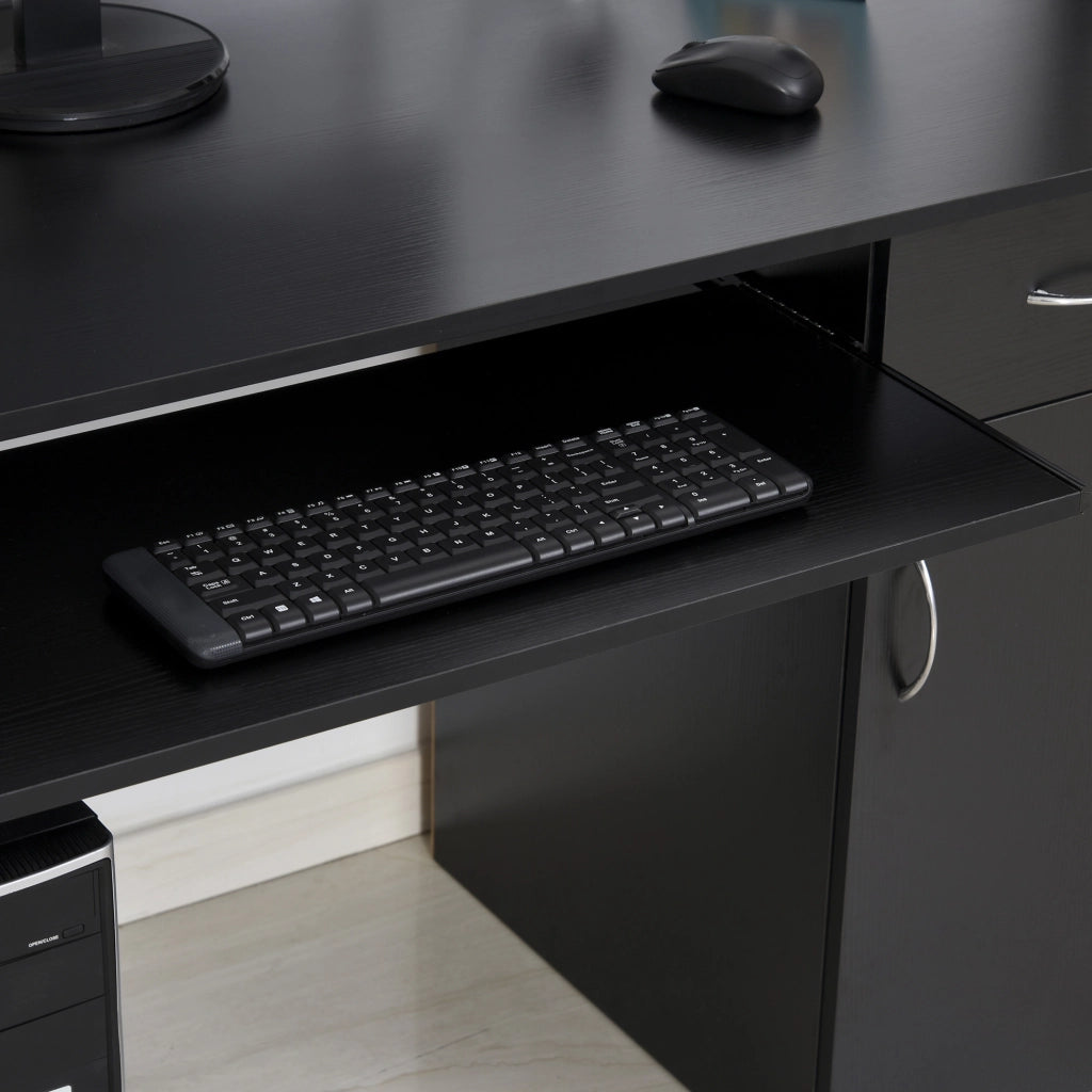 Scrivania per computer con cassetto e ripiano ¨C Minimal ¨C Nero 120x60x74 cm