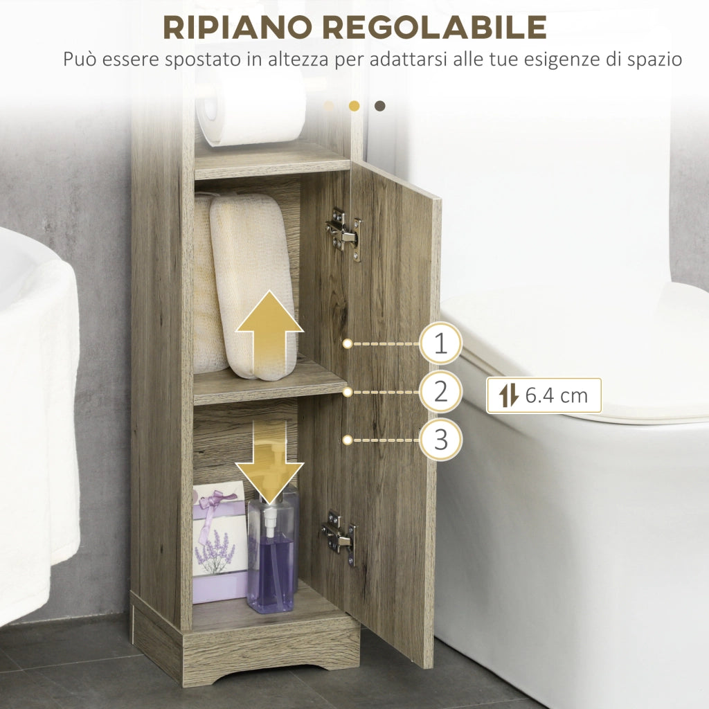 Mobile Bagno con Armadietto e 2 Ripiani ¨C Zephmum ¨C Grigio Truciolato 23x18x100cm