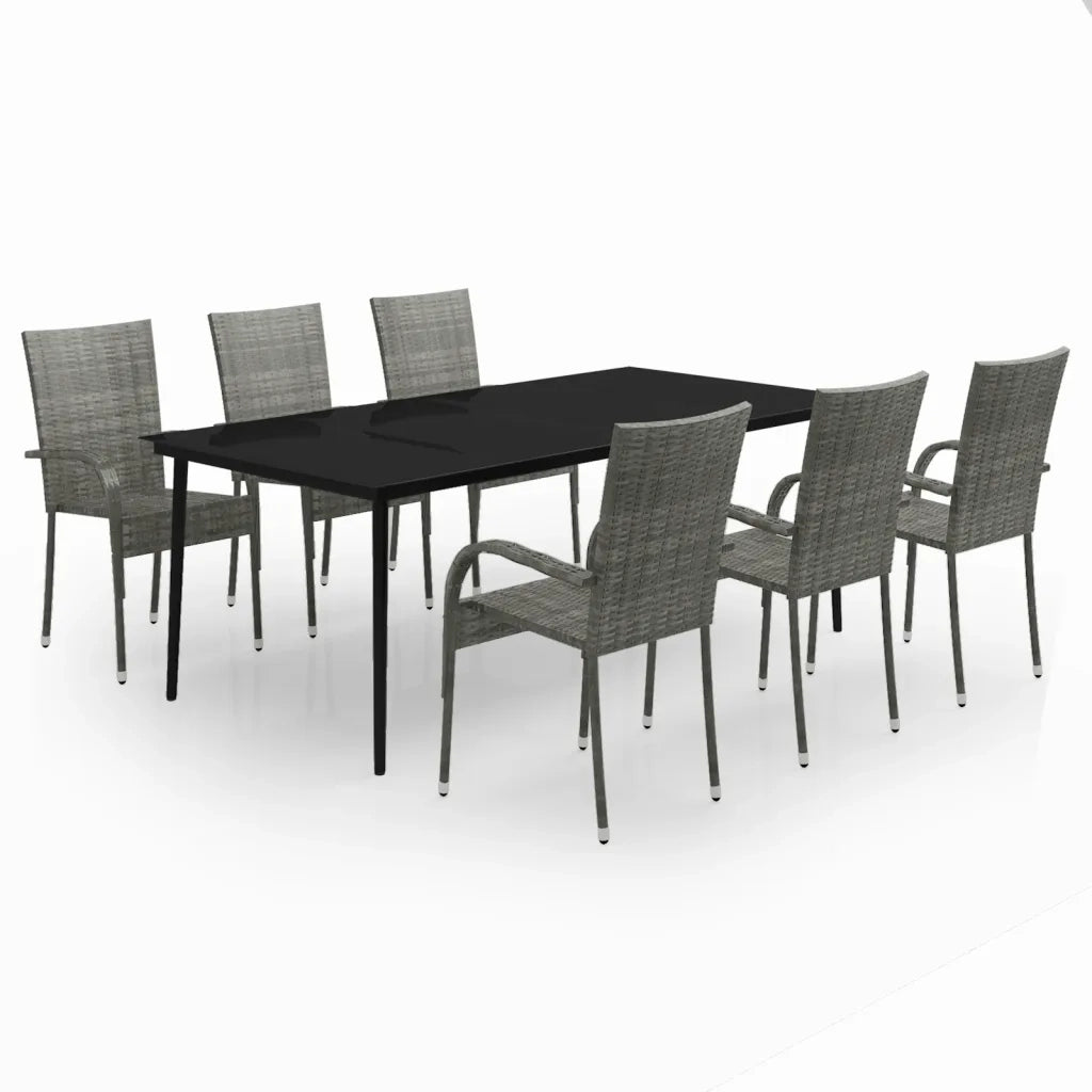 Set da Pranzo per Giardino 7 pz con Cuscini Grigio e Nero 3099411