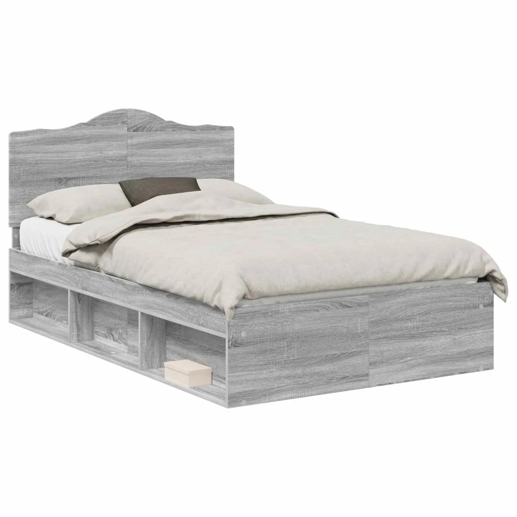 Struttura del letto-Giroletto Grigio Sonoma 135 x 190 cm Pino massello 423703