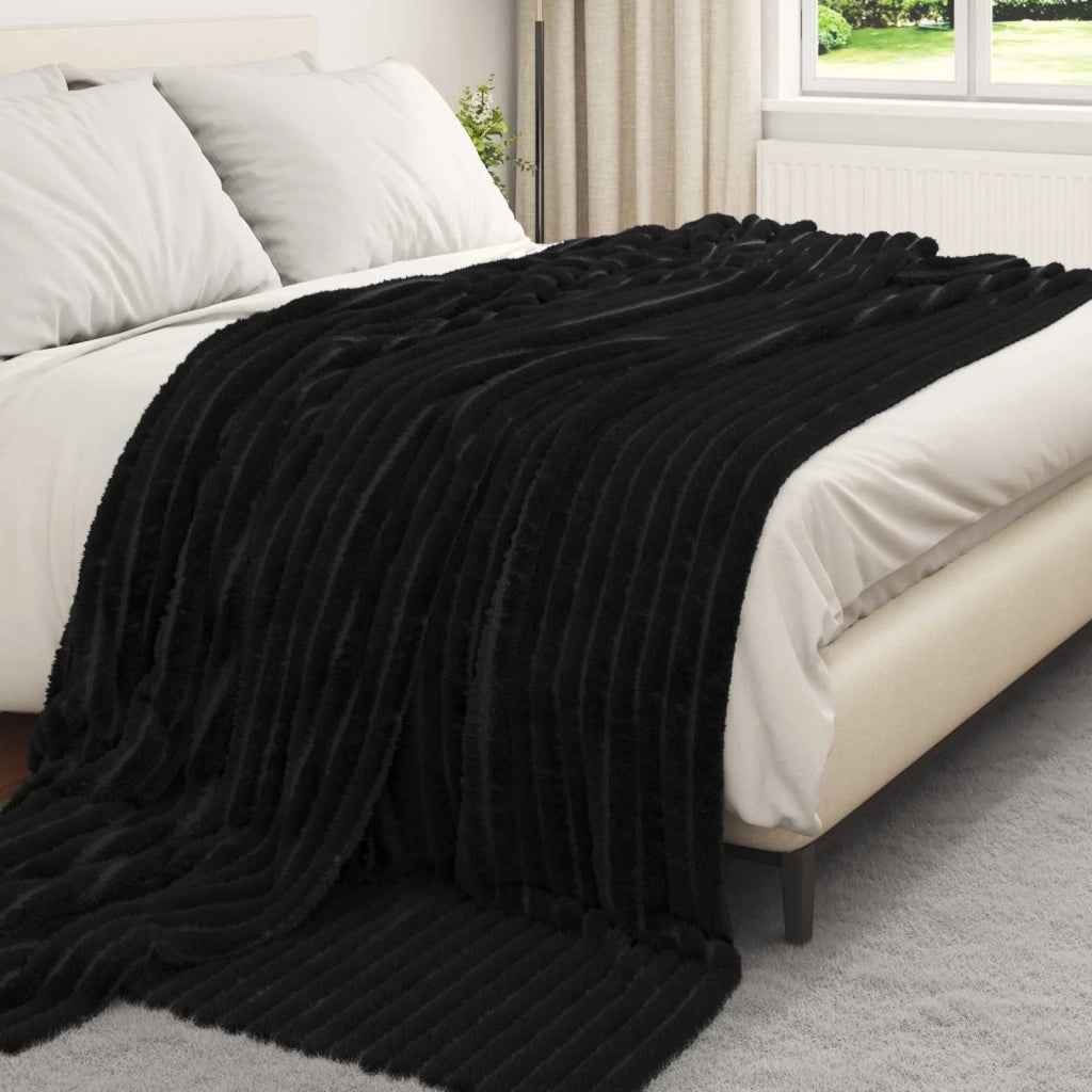 Coperte da Pile 6 pcs Nero 270 x 240 cm Panno
