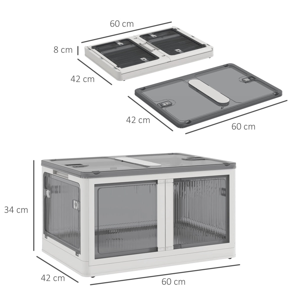 Cassa di Stoccaggio Impilabile 69L con Coperchio e Ruote ¨C Minimal ¨C 60x42x34 cm Bianco