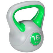 Kettlebell per Allenamento 16 Kg Base Piatta e Impugnatura per Stacchi in PU e Sabbia Verde