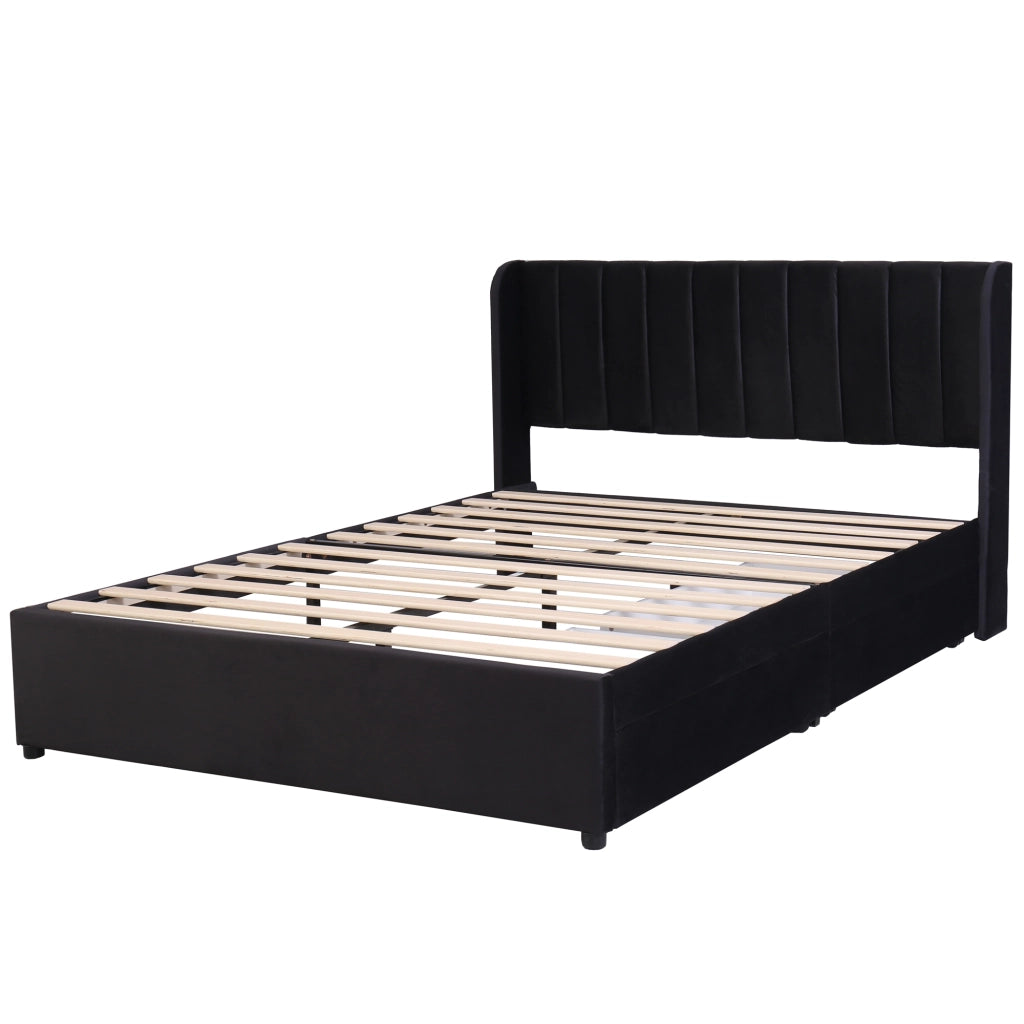letto in velluto nero 160 x 200 cm