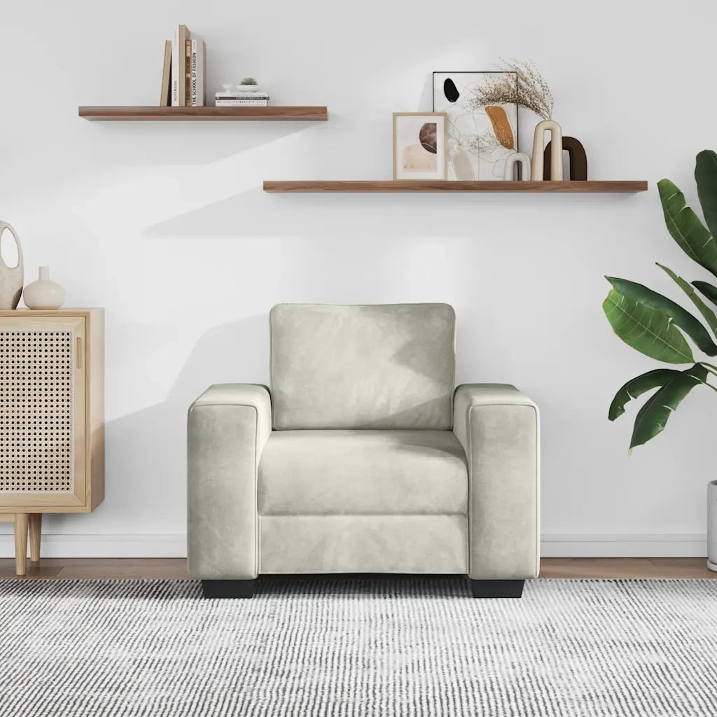 Divano | Divano da soggiorno | Sofa Sedia Crema 100x77x82 cm Velluto