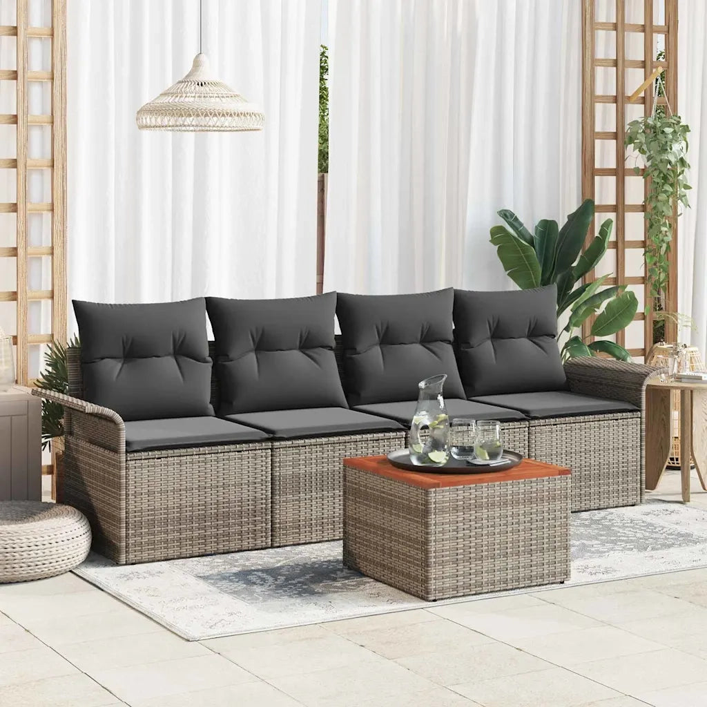 Set Divano da Giardino con cuscino 5 pcs Grigio polyrattan 3347258