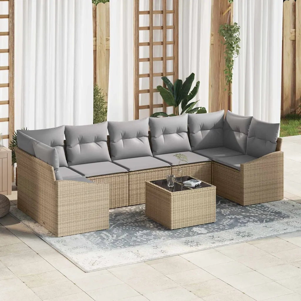 Set di divani Beige e Grigio Chiaro 55 x 55 x 37 cm polyrattan 3346640