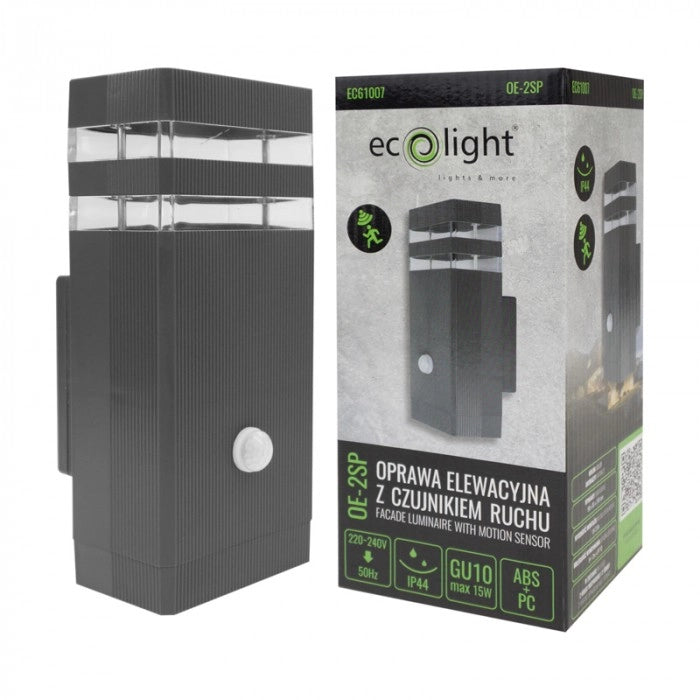 Applique esterna PIR antracite 1xGU10 IP44 Ecolight