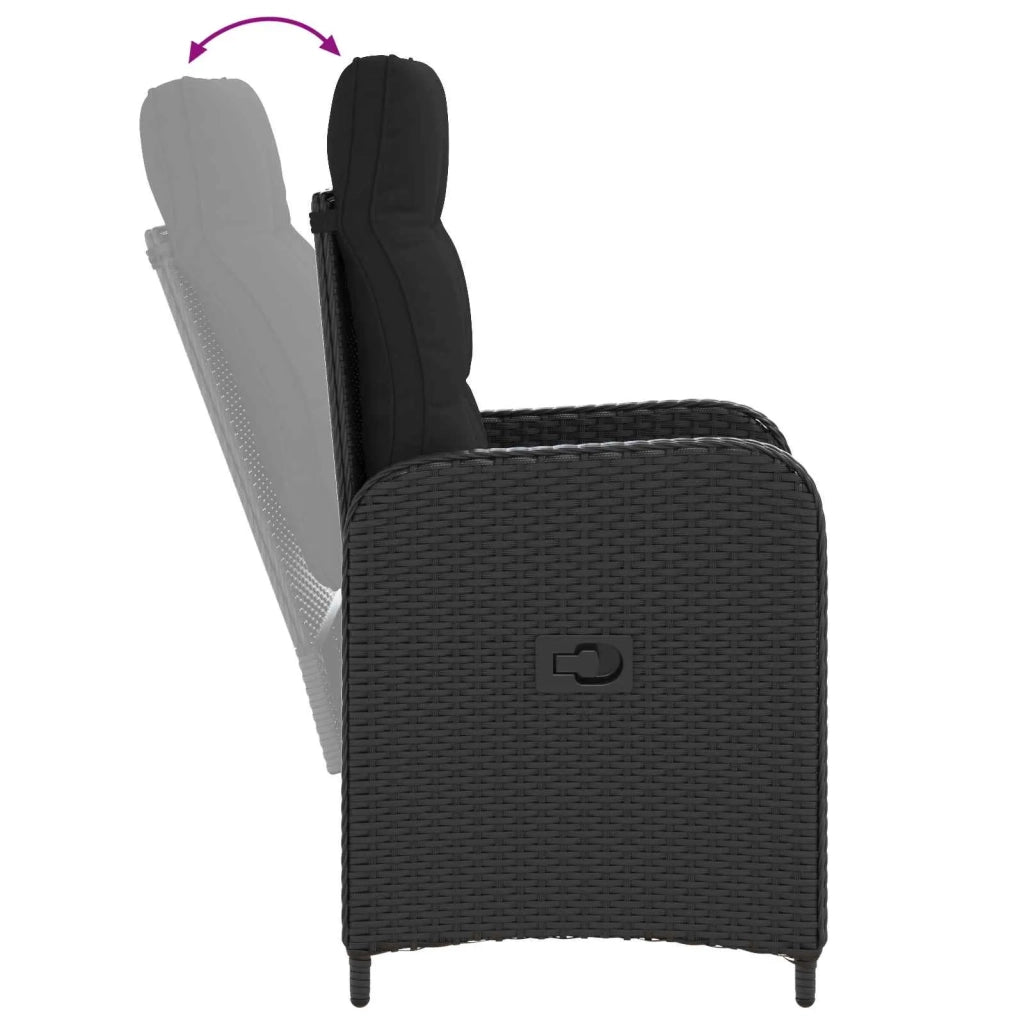 Set da pranzo per esterni 9 pz Nero polyrattan 3422305