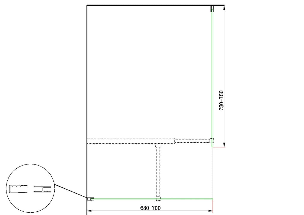 Doppia Parete Doccia Walk-in Con Braccio Di Sostegno Superiore a T Vetro 8 mm Reversibile 68-70 x 73-75 H 200 cm
