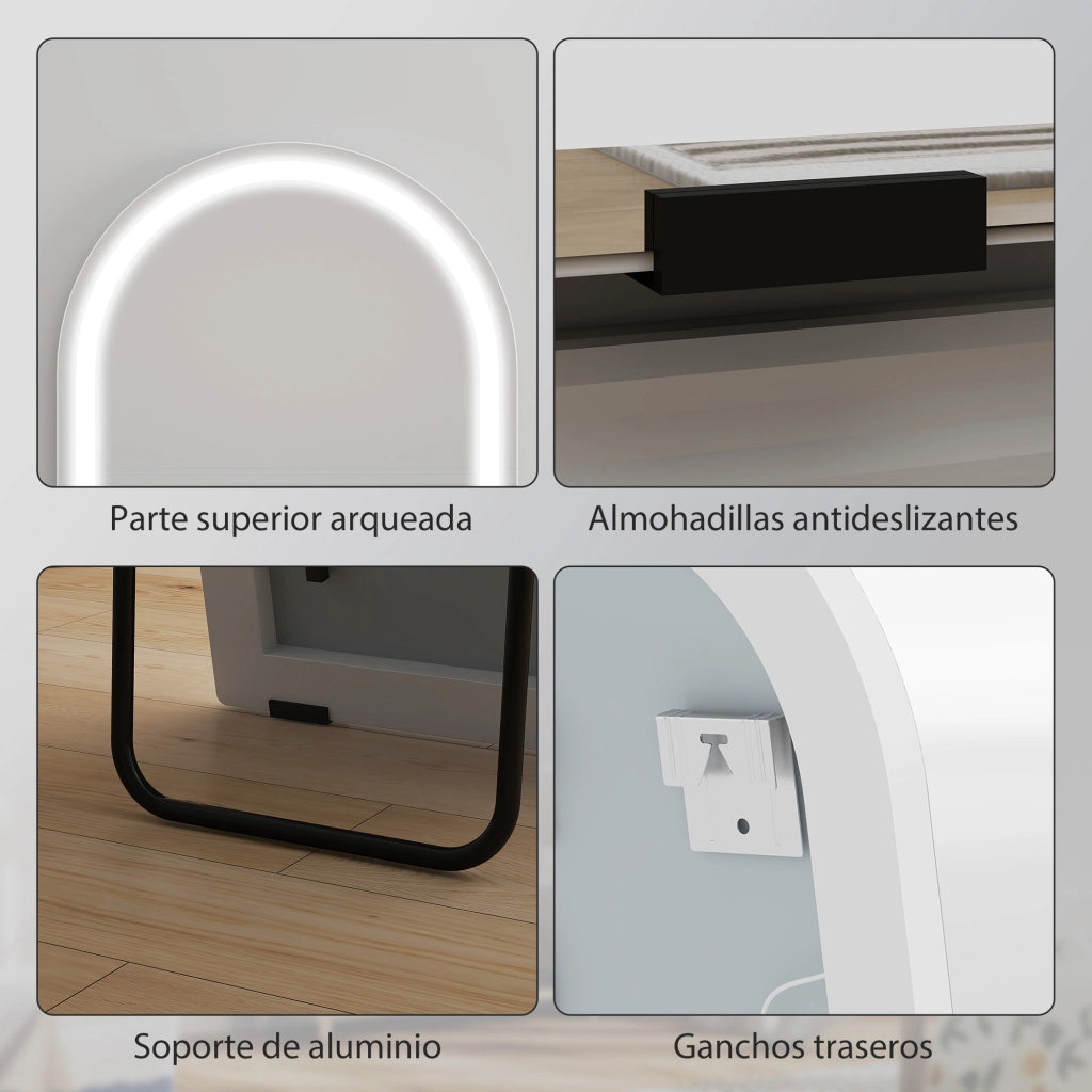 Specchio da Parete con Luci LED ¨C zephmum ¨C Bianco 150x50cm
