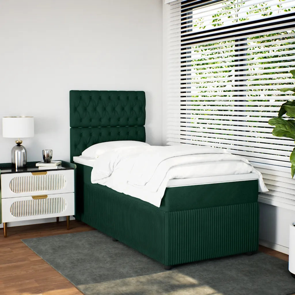 Giroletto a Molle con Materasso Verde Scuro 90x200 cm Velluto 3292247