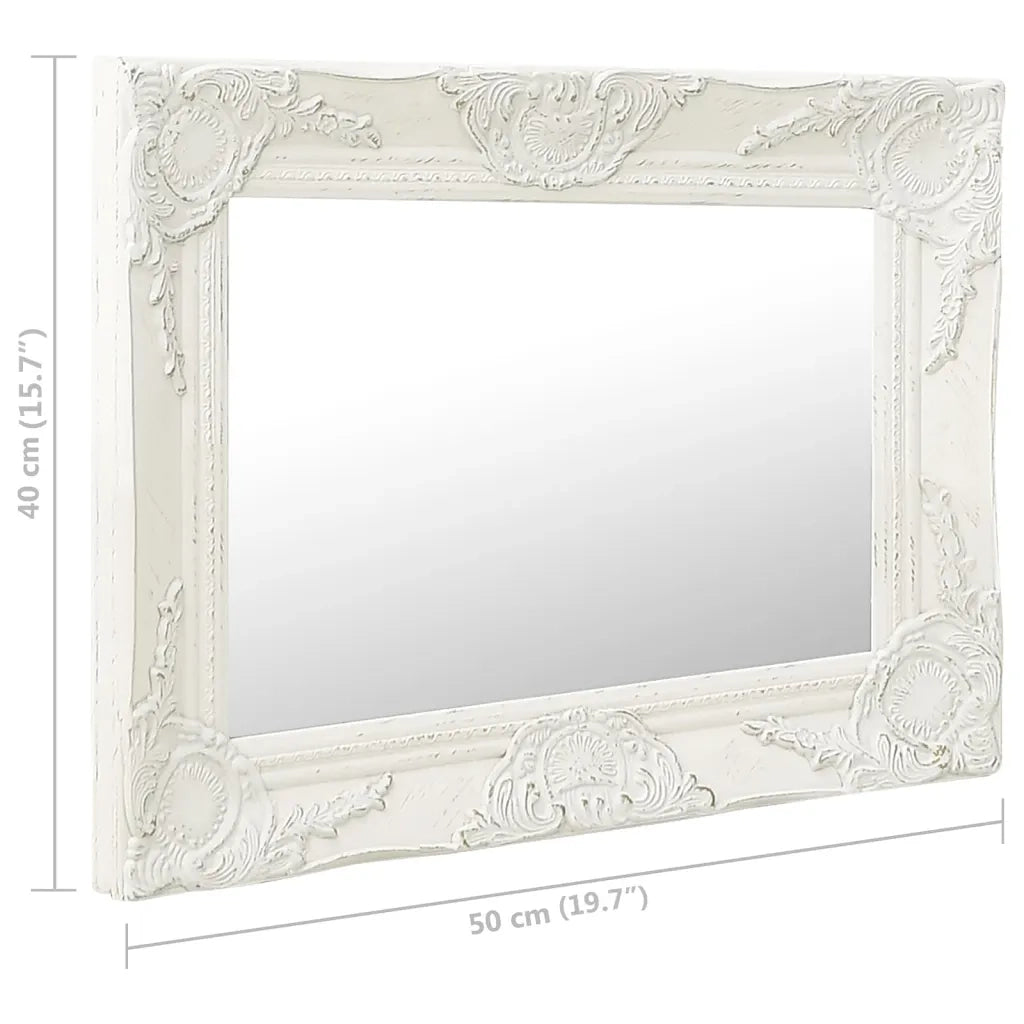 Specchio da Parete Stile Barocco 50x40 cm Bianco 320308