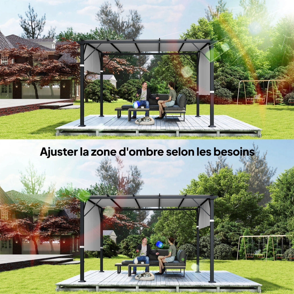 Tenda da Pergola 2 Pezzi ¨C Minimal ¨C Grigio Chiaro Polyester 4.9x1.2m