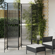 Divisorio per Ambienti | Divider per stanze | Paravento a 6 Pannelli Nero in Polyrattan