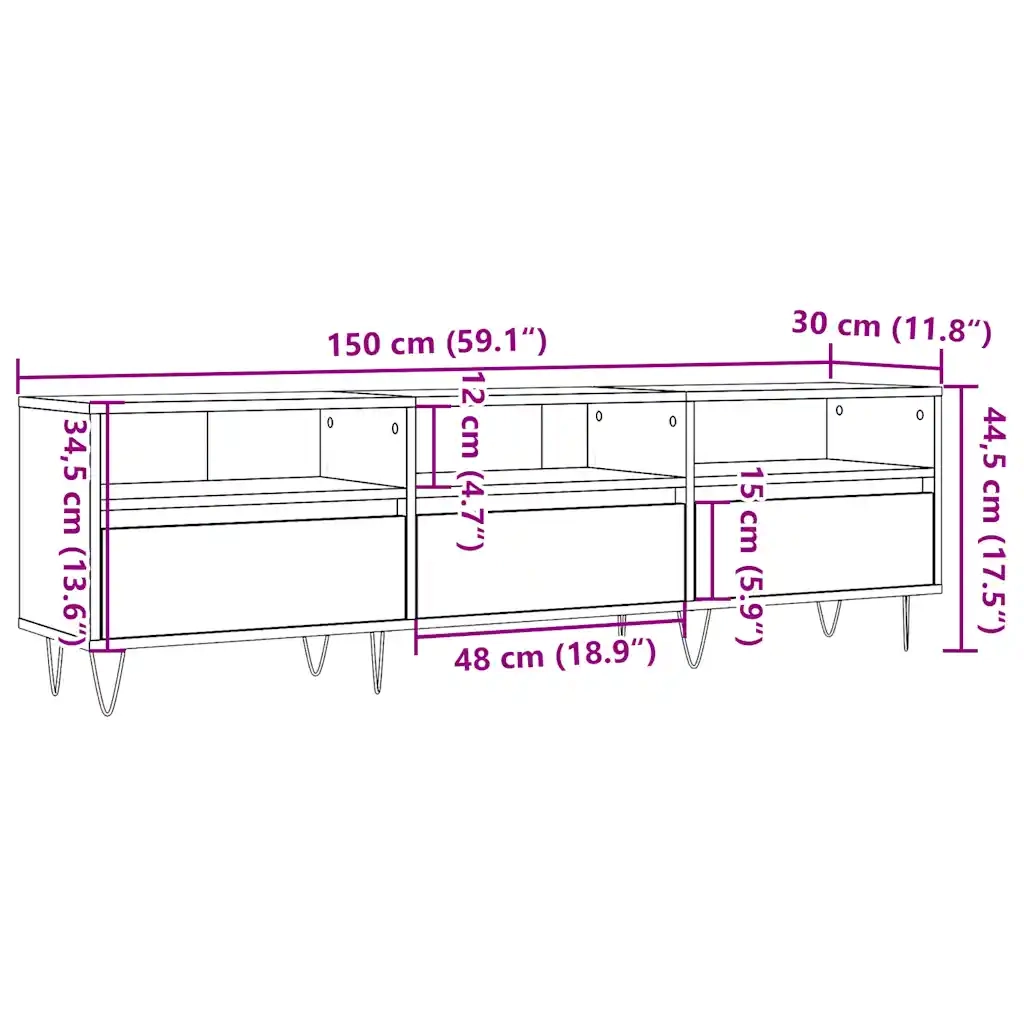 Mobile TV | Armadietto TV | Mobile Porta TV Legno Antico 150x30x44,5 cm Legno Multistrato