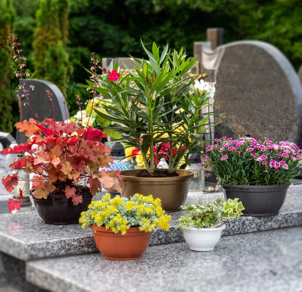 Vaso da fiori in plastica KADAX per cimitero, ideale per crisantemi, 26 cm.