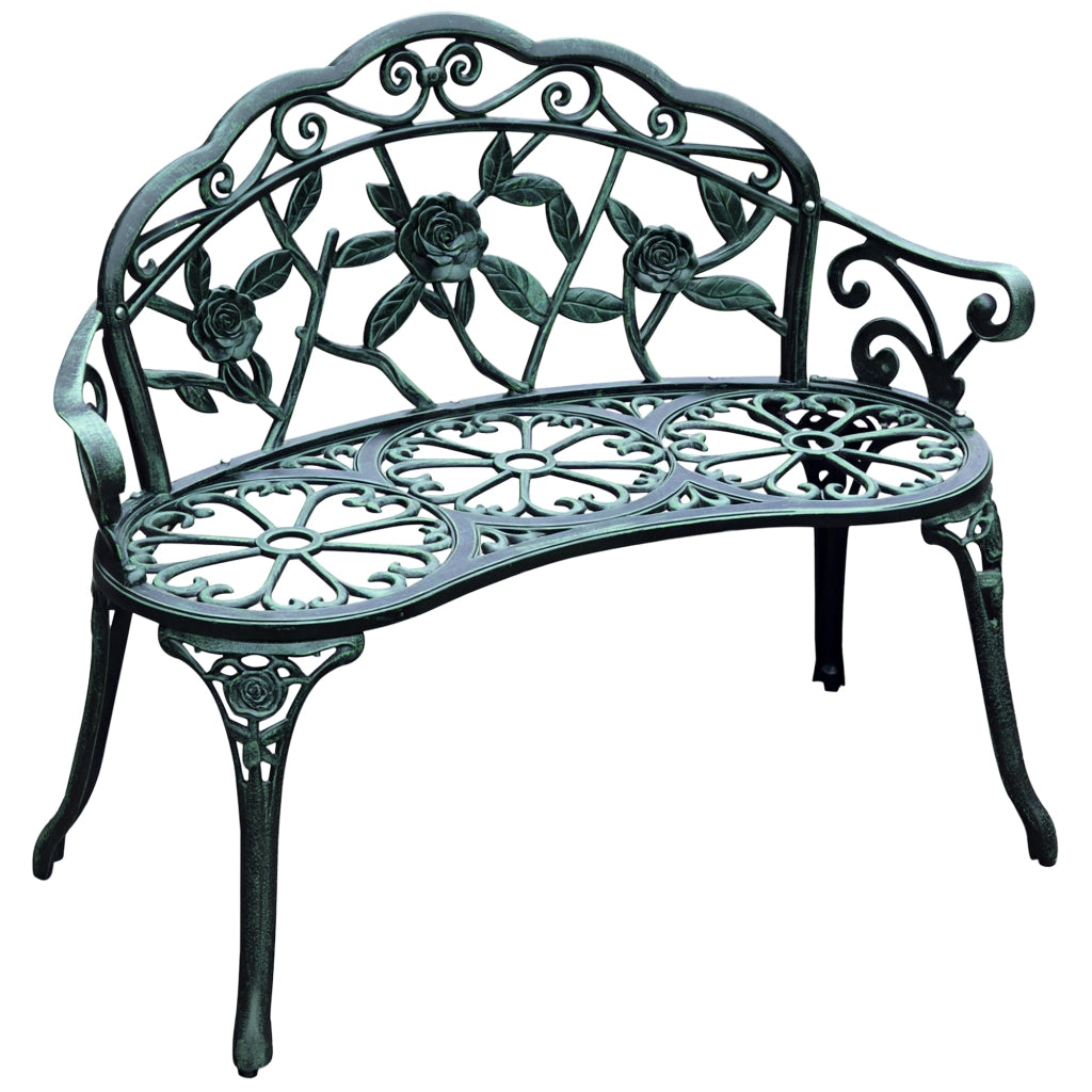 Panchina da Giardino 2 Posti in Metallo ¨C Zephmum ¨C Verde Antico 100x54x78 cm