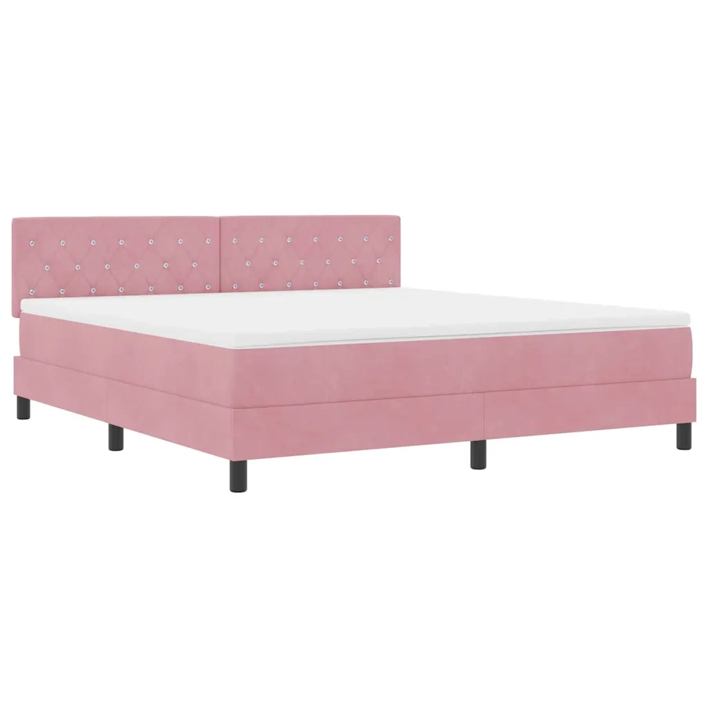 Letto a Sorgente LED con materasso Rosa 180 x 200 cm Velluto 3342607