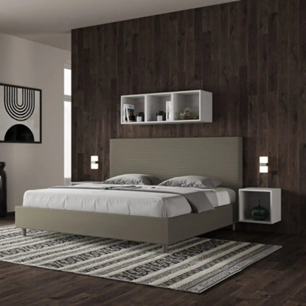 Letto contenitore imbottito 180x190 similpelle cappuccino Focus