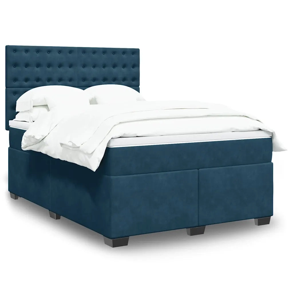 Giroletto a Molle con Materasso Blu 140x190 cm in Velluto