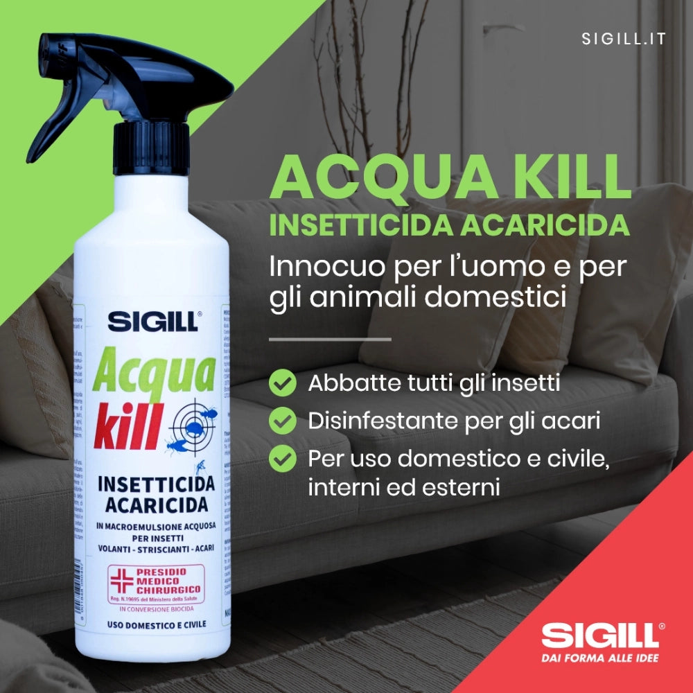 Insetticida acaricida acqua kill insetti striscianti volanti acari 500ml 4 pezzi