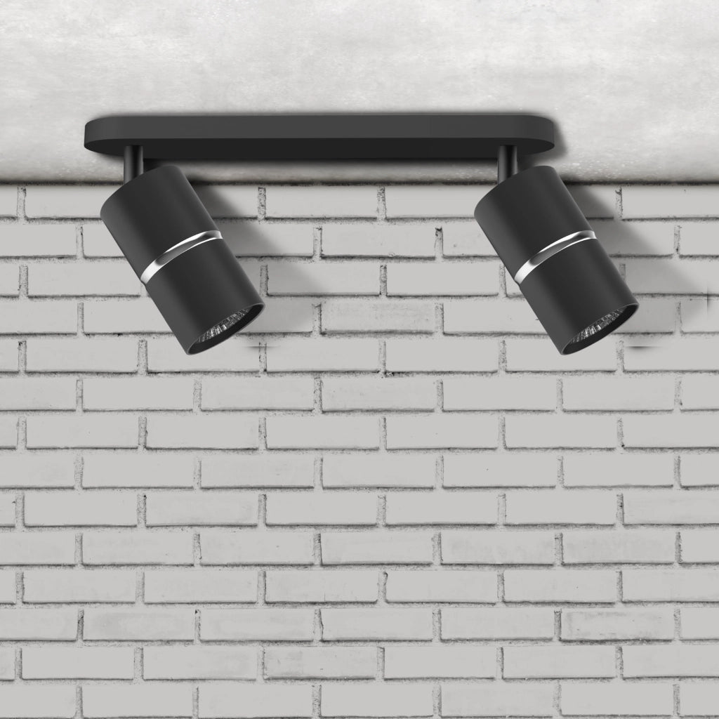 Lampada parete/soffitto BAMBOO 2xGU10 nera orientabile Polux