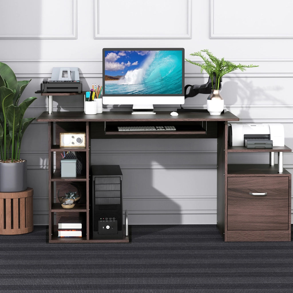Scrivania per Computer ¨C Xylo ¨C Legno con Cassetto e Scaffale