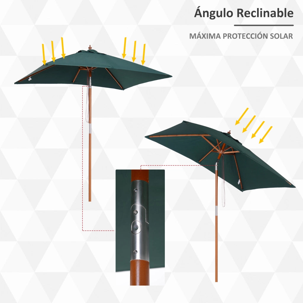 Ombrellone da Giardino ¨C zephmum ¨C Verde 200x150 cm Legno