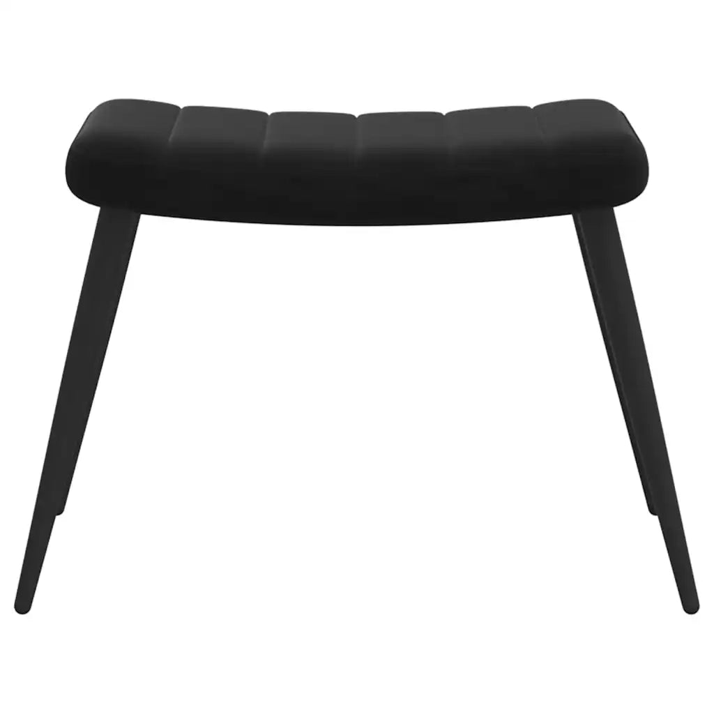 Poltrona Relax con Sgabello Nero in Velluto 327694