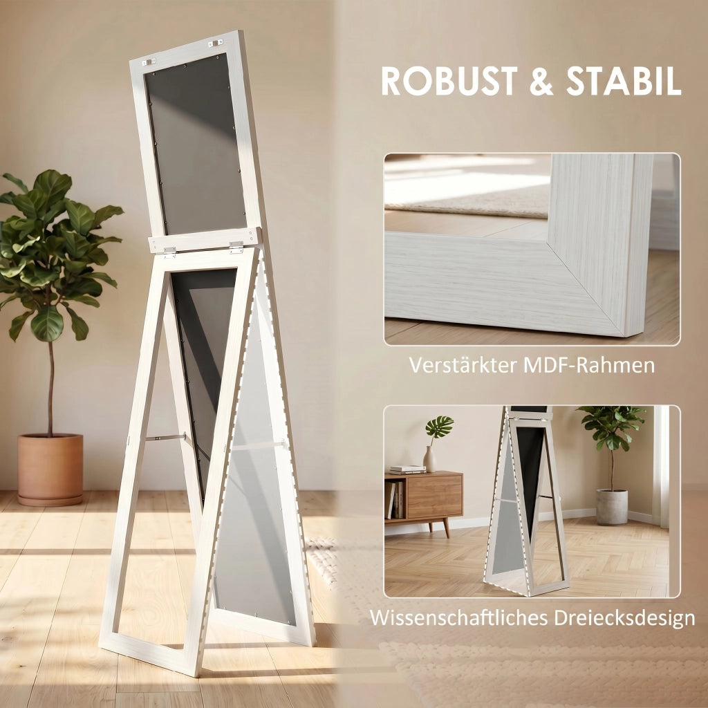 Specchio a Pieno Corpo con Supporto ¨C Minimal ¨C 37x157 cm Bianco