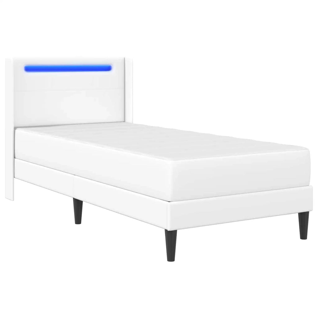 Struttura letto con materasso-Giroletto Bianco 90 x 190 cm Similpelle