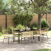 Set da Pranzo per Giardino 7 pcs Marrone polyrattan