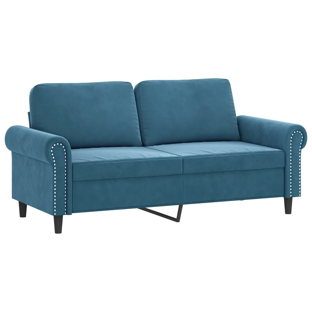 Set di Divani 2 pz con Cuscini Blu in Velluto 3202219