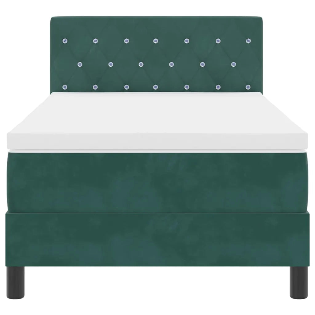 Letto a Sorgente LED con led Verde Scuro 90 x 190 cm Velluto 3342557