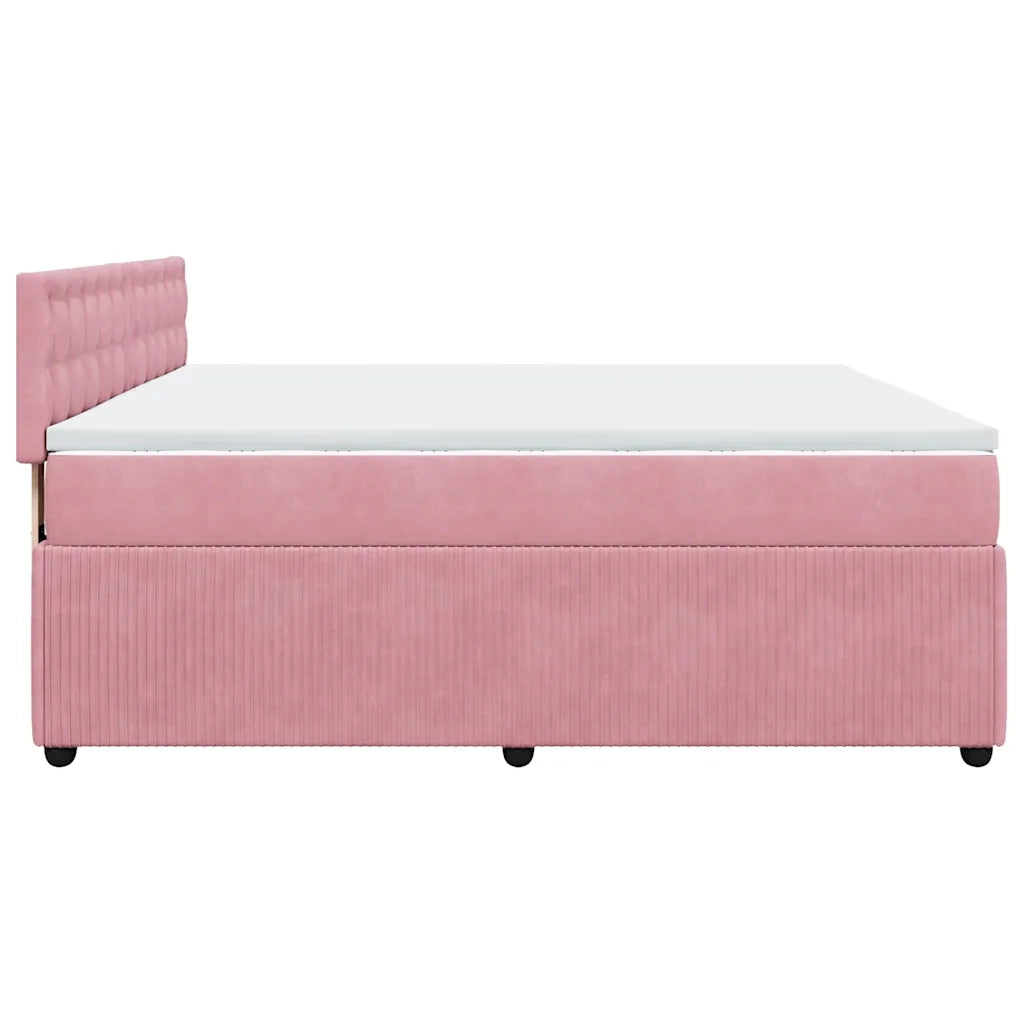 Giroletto a Molle con Materasso Rosa 200x200 cm in Velluto 3287847