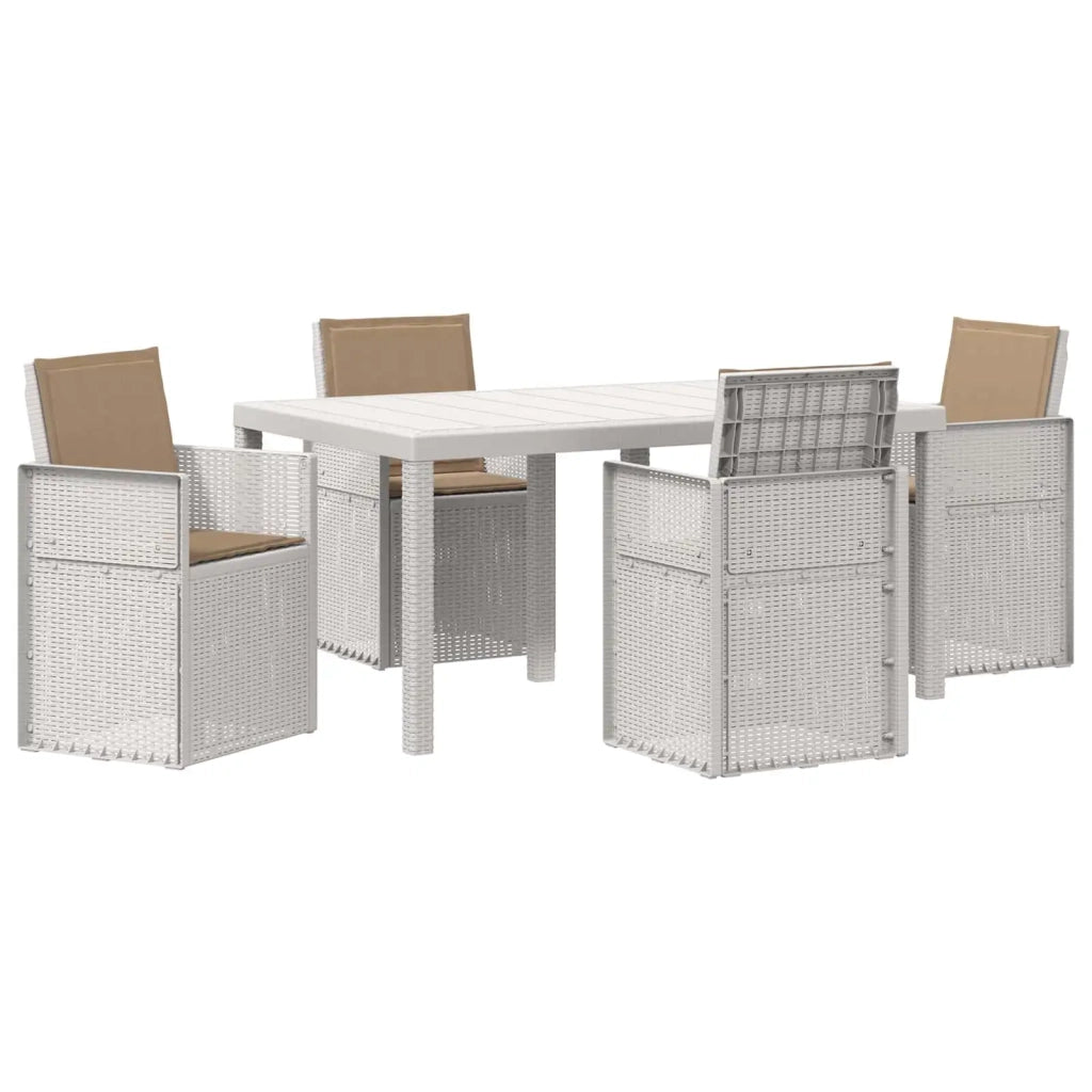 Set da Pranzo per Giardino 5 pcs Bianco e Tortora PP